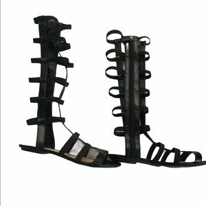 Schutz Gladiator Black Leather Sandals